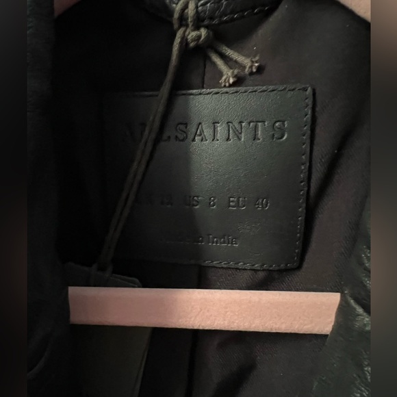 New AllSaints Cargo Distressed Leather Biker Jacket in Black Size 8 - Picture 5 of 9